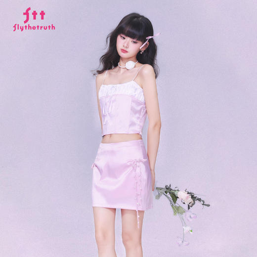 FTT FlyTheTruth『樱桃香气』 纯欲风缎面吊带女夏系带拼接小背心 商品图1