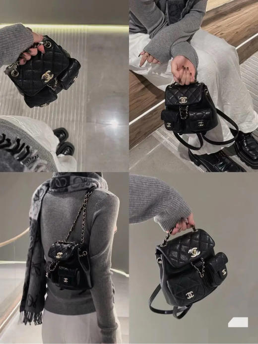 Chanel duma 小青蛙 小号 黑金 荔枝牛 双肩包 商品图4