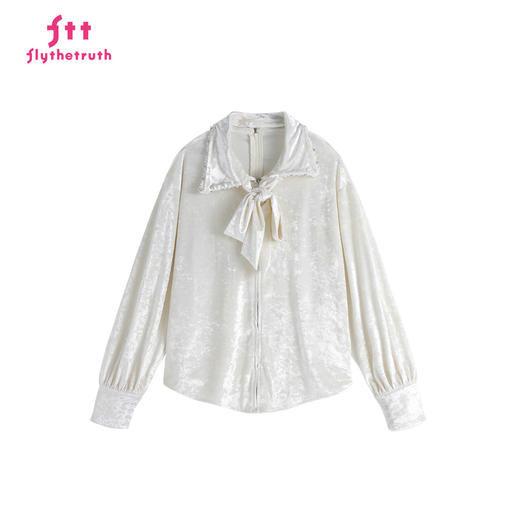 FTT FlyTheTruth『杜乐丽花园』 新中式丝绒衬衫女秋季小香风衬衣 商品图3