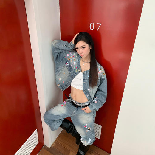 FTT FlyTheTruth 『西部乐园』 Y2K印花牛仔外套女秋季圆领短外套 商品图2