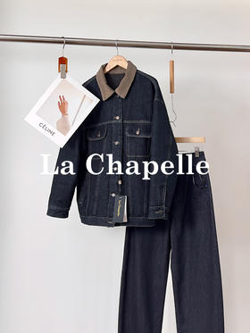 专柜实拍【牛仔夹棉外套】拉夏贝尔/La Chapelle重磅高品质 机洗不跑团！复古撞色灯芯绒保暖棉衣