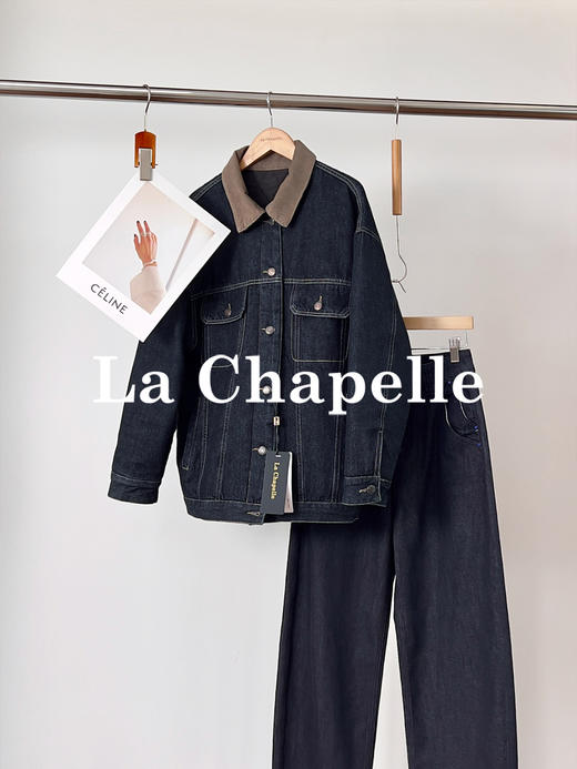 专柜实拍【牛仔夹棉外套】拉夏贝尔/La Chapelle重磅高品质 机洗不跑团！复古撞色灯芯绒保暖棉衣 商品图0
