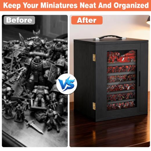 美国 WELIDAY 收藏品迷你木质展示箱 带磁吸门和6层托盘 35*27*43cm 商品图6