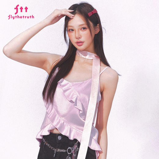 FTT FlyTheTruth『旷野精灵』 纯欲荷叶边飘带吊带背心女夏短上衣 商品图0
