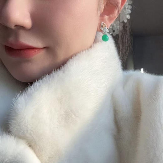 龢盒原创 晨露与飞鸟 澳玉珠欧珀飞鸟耳环 商品图3