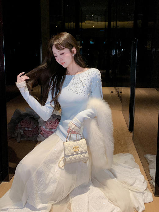 张心子【女神降临】珍珠钉珠针织上衣 U2601018 商品图7