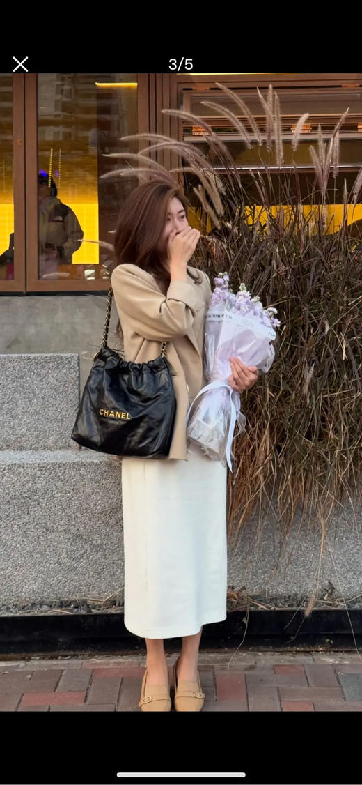 CHANEL 22bag 小号 黑金 油蜡牛皮 垃圾袋 商品图3