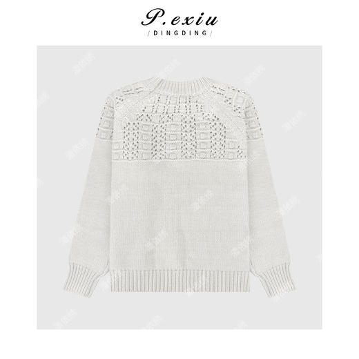 04-4潘依绣丁丁宠粉羊毛高级感立体钩花镂空软糯圆领长须针织上衣L2773 商品图2