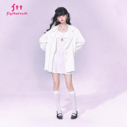 FTT FlyTheTruth『冷欲胚芽』 缎面西装外套女秋2025新款镂空上衣 商品图0