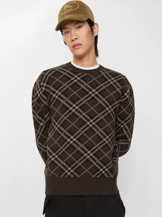 BURBERRY
【男女同款】格纹羊毛羊绒针织套头毛衣 商品图1