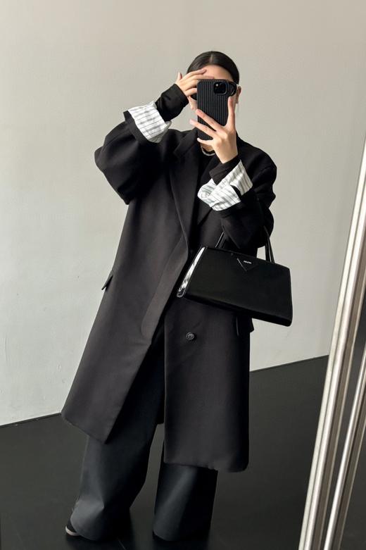 女款羊毛混纺大衣oversize版he016 商品图3