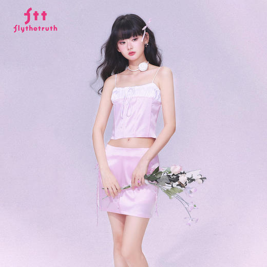 FTT FlyTheTruth『樱桃香气』 纯欲风缎面吊带女夏系带拼接小背心 商品图2