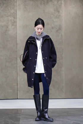 1220-6 小禾 女士可脱卸内胆 绵羊毛 派克大衣 167/140穿8码宽松效果