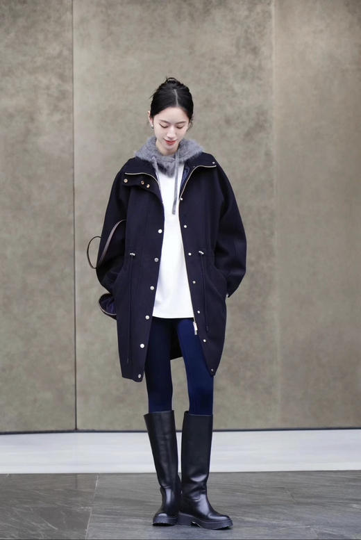 1220-6 小禾 女士可脱卸内胆 绵羊毛 派克大衣 167/140穿8码宽松效果 商品图0