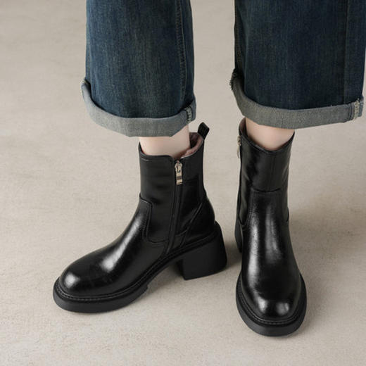 【预售5天】羊羔毛马丁雪地靴女真皮棉鞋新款冬季加绒厚毛保暖短靴&72-303 商品图3