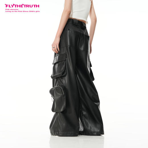 FTT Flythetruth  黑莓缪斯 多口袋工装皮裤女秋季宽松休闲阔腿裤 商品图1