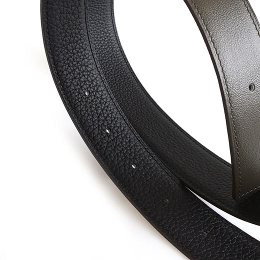 【98新】Hermes爱马仕黑绿拼色H扣双面腰带中性款151225NJS35 商品图3