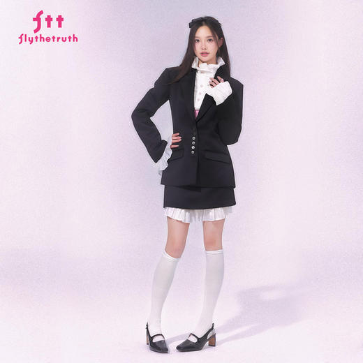 FTT FlyTheTruth『都市叛逆』复古拼接西装半身裙女秋高腰A字短裙 商品图0