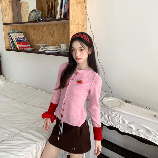 FTT FlyTheTruth『草莓布丁』 毛衣开衫外套秋冬粉色上衣针织衫女 商品图0
