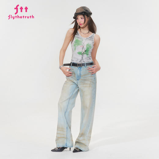 FTT FlyTheTruth『优雅苔藓』Y2K复古印花辣妹吊带背心女夏季上衣 商品图0