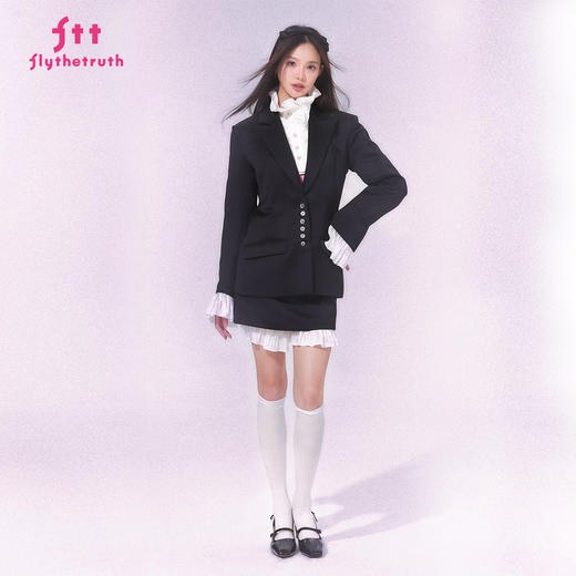 FTT FlyTheTruth『都市叛逆』 高级感西装外套女秋休闲短裙两件套 商品图0
