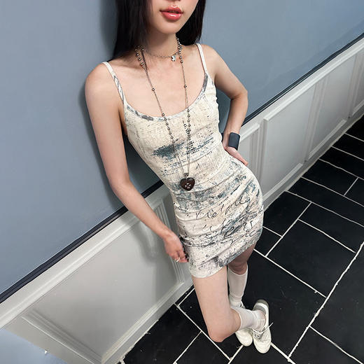 FTT FlyTheTruth『软核甜心』 纯欲吊带连衣裙夏季扎染高弹包臀裙 商品图3