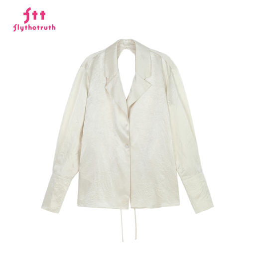 FTT FlyTheTruth『冷欲胚芽』 缎面西装外套女秋2025新款镂空上衣 商品图3