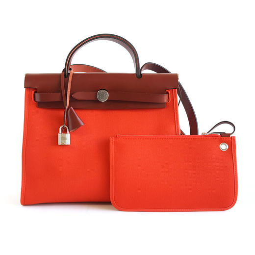 【95新】Hermes爱马仕红色拼色herbag 31手提单肩包女士261225HS04 商品图0