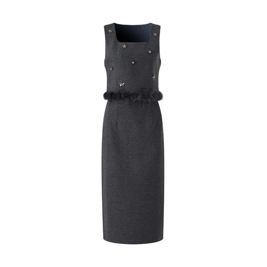 「高货wl」全新升级【铂金会员422/天猫569/差价147】(99611)洛诗琳2025秋冬气质鸵鸟毛马甲短上衣高腰显瘦半裙两件套 商品图4