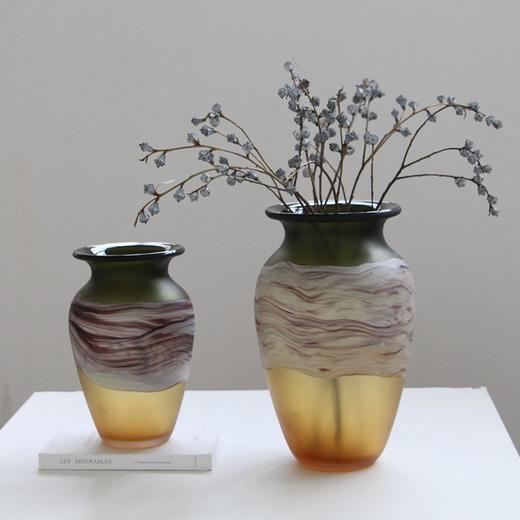 轻奢哑光新中式渐变手作创意琉璃花瓶水培玻璃插花花器客厅摆件 商品图0