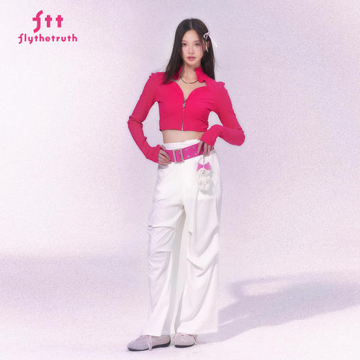 FTT FlyTheTruth『冰山独白』 堆叠褶皱感伞兵工装裤女秋休闲裤子 商品图2