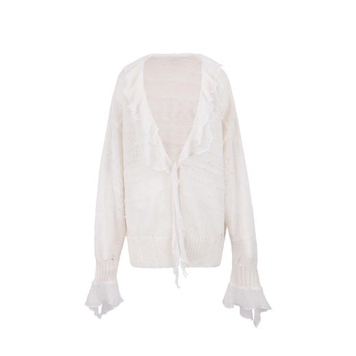 FTT FlyTheTruth『珍珠梦』 韩系荷叶边针织衫女秋内搭喇叭袖外套 商品图2