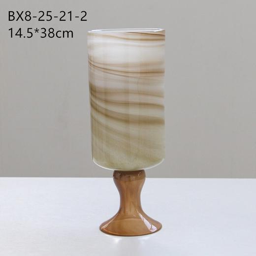 艺术法式奶油高脚手工玻璃花瓶中古风灯插花鲜花酒店样板房装饰瓶 商品图7