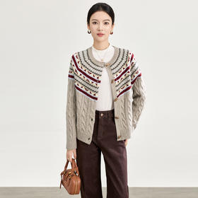 「高货wl」全新升级【铂金会员266/天猫359/差价93】(03859)洛诗琳复古立体织花羊毛开衫2025秋冬加厚针织毛衣外套女