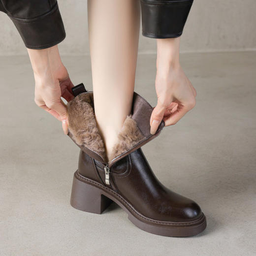 【预售5天】羊羔毛马丁雪地靴女真皮棉鞋新款冬季加绒厚毛保暖短靴&72-303 商品图0