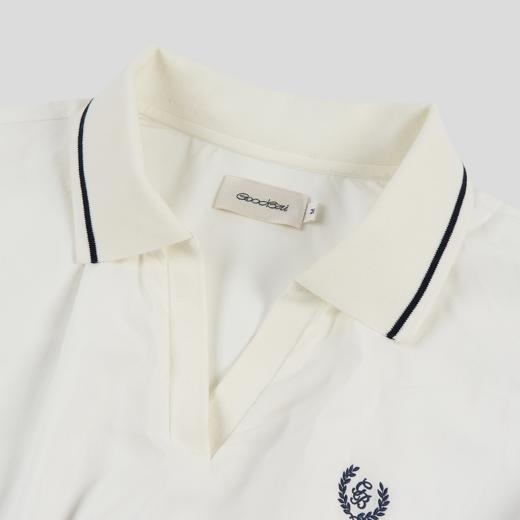 GOODBAI新款刺绣logo翻领短款收腰长袖衬衫女 商品图3