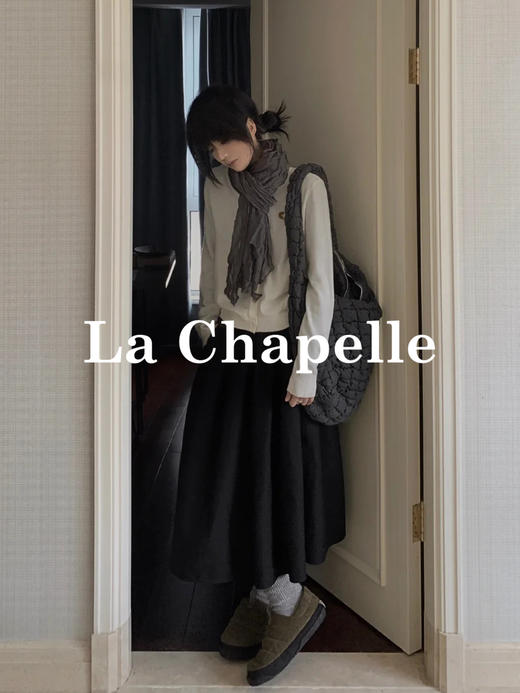 天猫同步【好品质超模质感】拉夏贝尔/La Chapelle立体捏褶高腰显瘦A字长款半身裙~垂感不易皱 商品图10