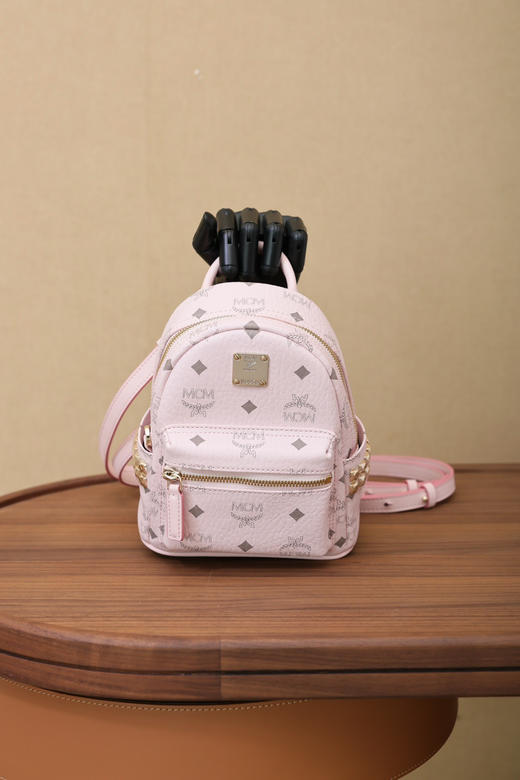 秋冬特惠💰800 原单MCM 原厂皮 轻雾粉X-Mini背包MMK6SVE92CO001 老花满印 商品图7