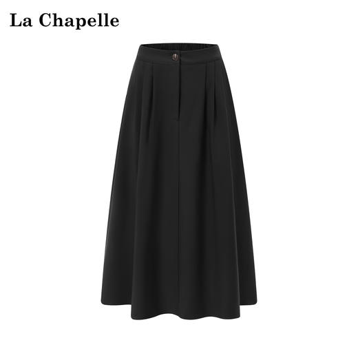 天猫同步【好品质超模质感】拉夏贝尔/La Chapelle立体捏褶高腰显瘦A字长款半身裙~垂感不易皱 商品图1