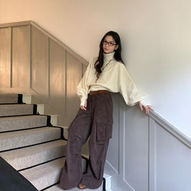 FTT FlyTheTruth『口袋曲奇』 休闲裤秋冬褶皱大口袋咖色工装裤子