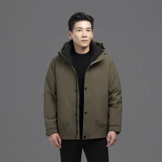高档冲锋衣羽绒服男士多巴胺冬季新款连帽短款纯色简约防寒服美式 商品图4