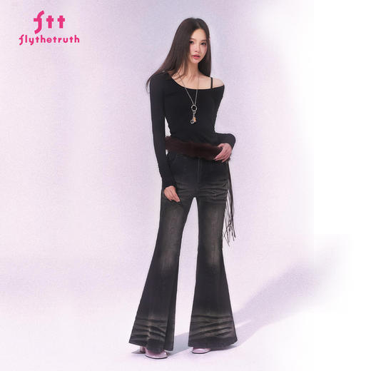 FTT FlyTheTruth『贩卖曲线』简约正肩长袖T恤女秋内搭修身打底衫 商品图2