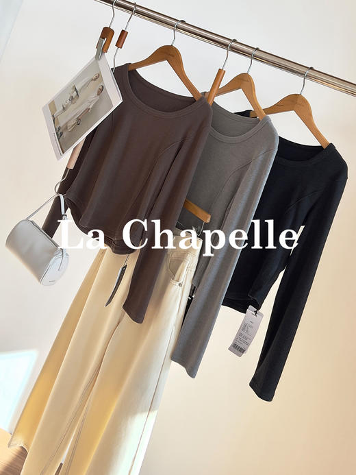 专柜实拍【绵羊毛混纺】拉夏贝尔/La Chapelle德绒打底衫高弹舒适内搭秋冬可外穿弧形下摆高级设计感小众上衣 商品图9