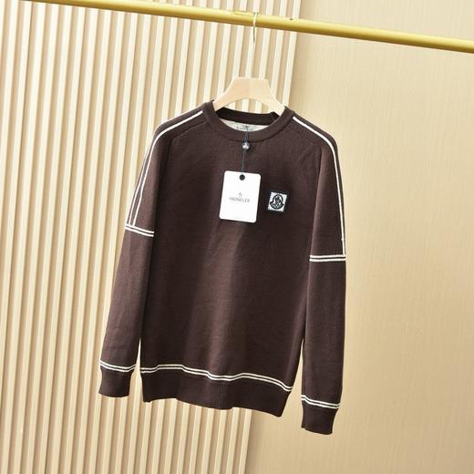 蒙口2025秋冬季男士加绒加厚纯色圆领针织毛衣 商品图3