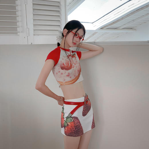 FTT FlyTheTruth『热辣情书』 多巴胺草莓半身裙女夏修身包臀短裙 商品图2