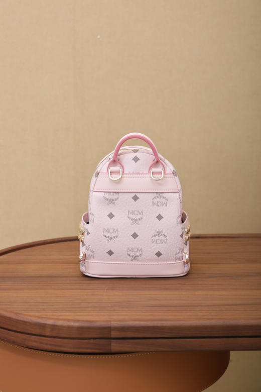 秋冬特惠💰800 原单MCM 原厂皮 轻雾粉X-Mini背包MMK6SVE92CO001 老花满印 商品图6