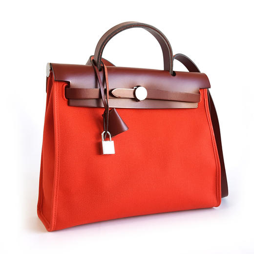 【95新】Hermes爱马仕红色拼色herbag 31手提单肩包女士261225HS04 商品图3