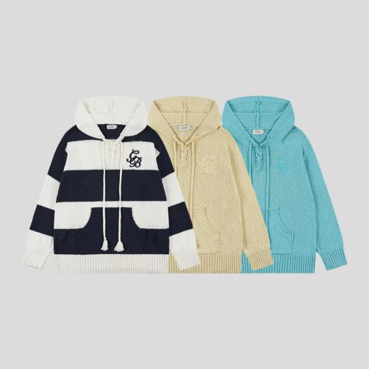 GOODBAI新款抽绳镂空oversize连帽套头长袖针织衫女 商品图1