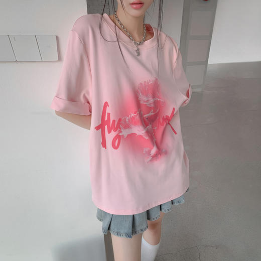 FTT FlyTheTruth『鲤想主义』水墨锦鲤印花短袖T恤女夏季圆领上衣 商品图2