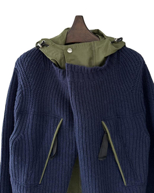 女款拼接连帽针织毛衣外套la 商品图2